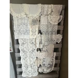 Vintage Lot of Doilies Lace Off White Dresser Scarves Mixed Bundle of 25 Ivory